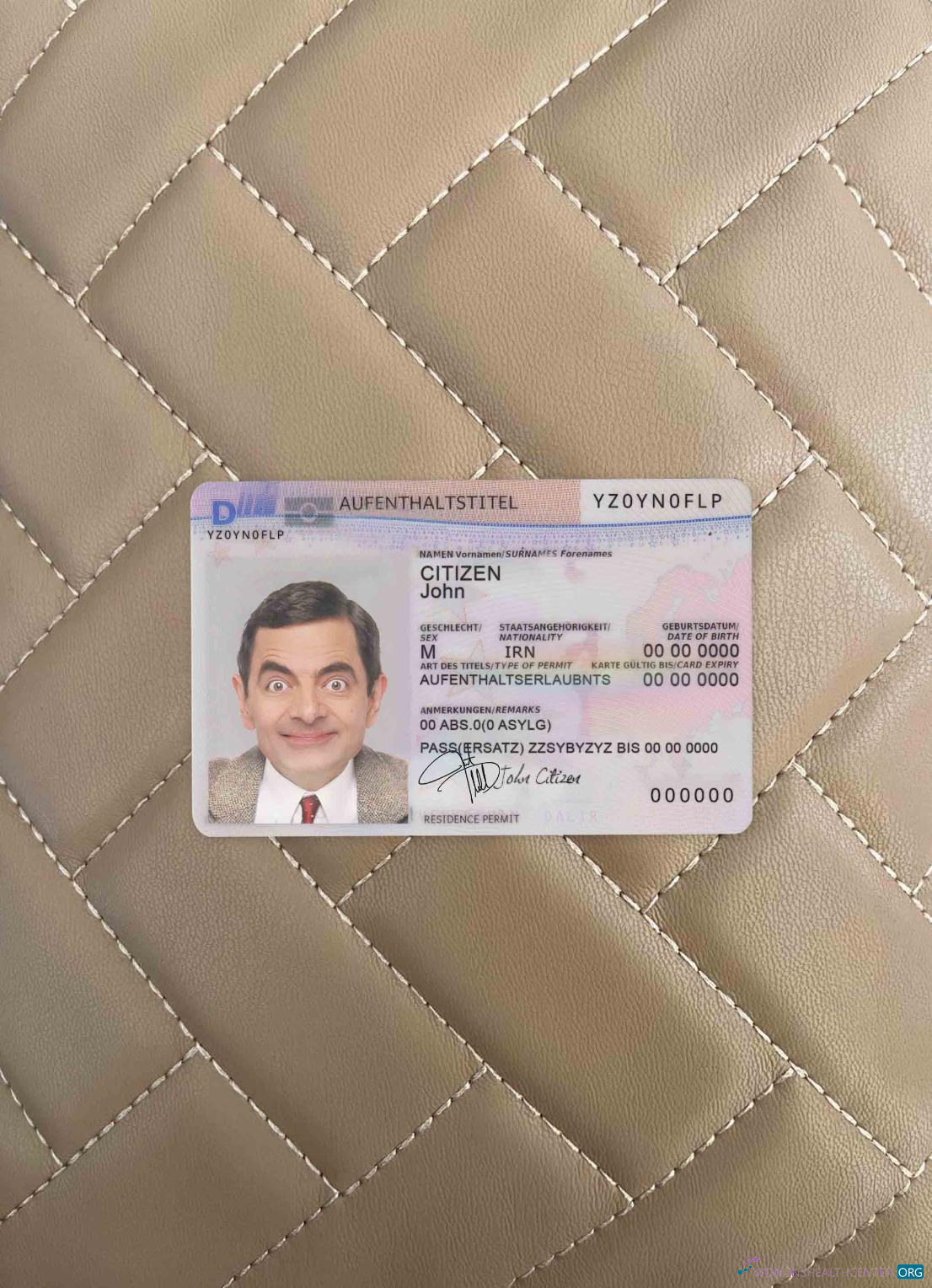 Download Germany residence permit 2011 pres, version 2 photolook FRONT Photoshop template